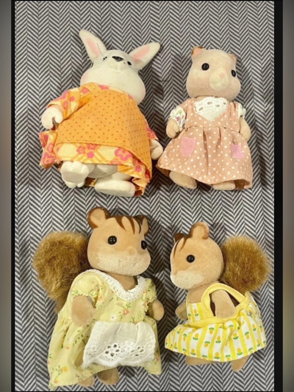 Calico Critters-Style Small Pets Plush Set in Pink and Yellow vintage